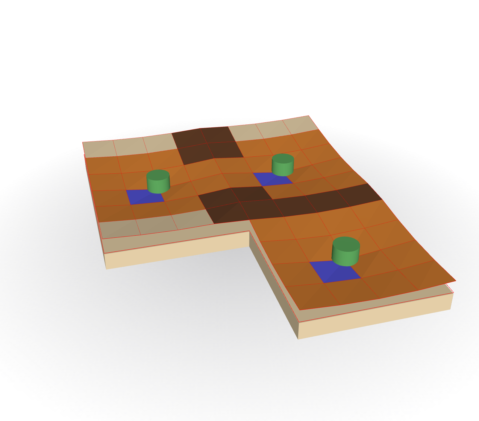 3D-Visualisierung des geplanten Daches mit Gefälle und Entwässerung